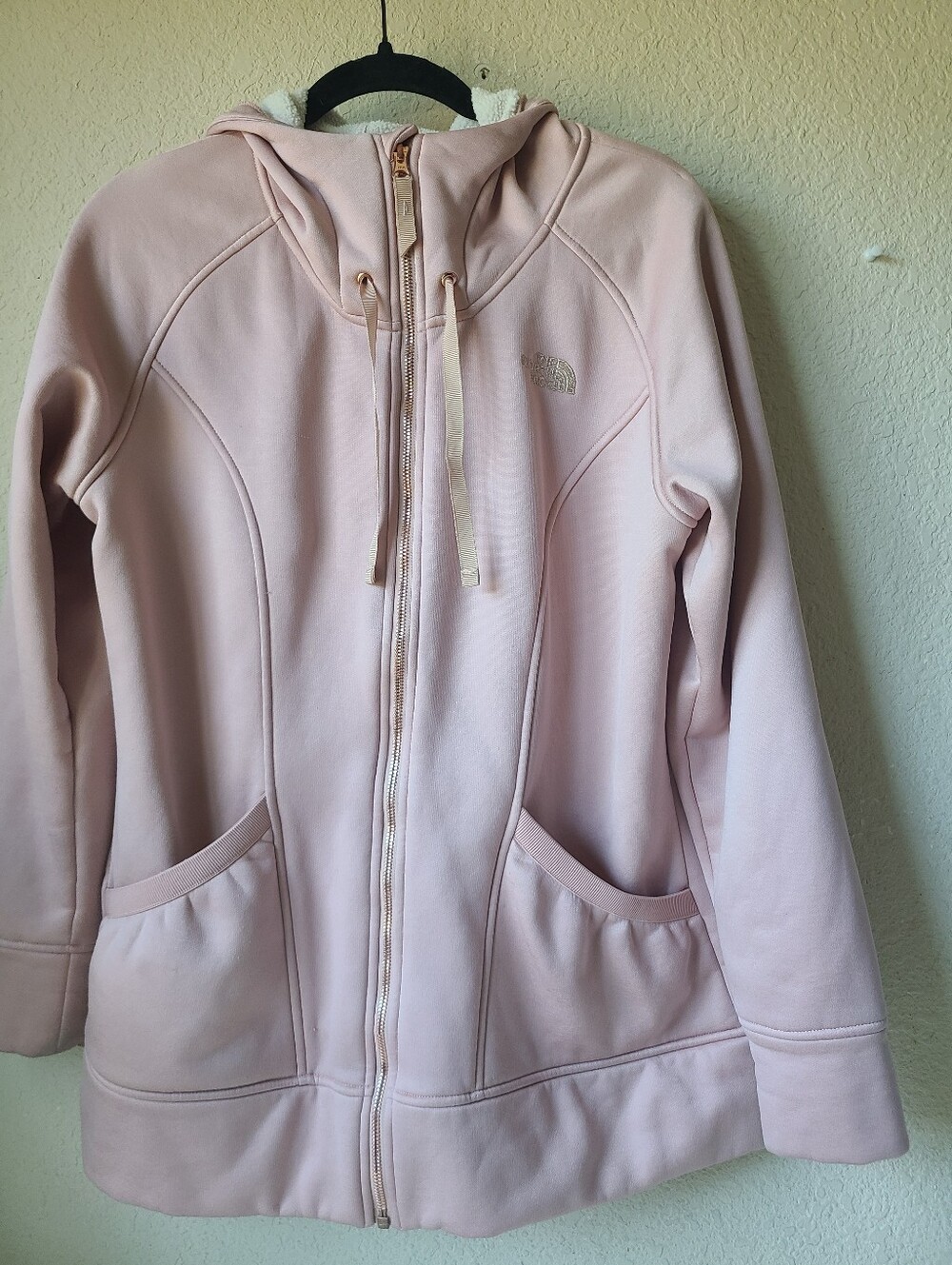 The North Face Women's Pale Pink Sherpa-Lined Zip Hoodie Women's Size L